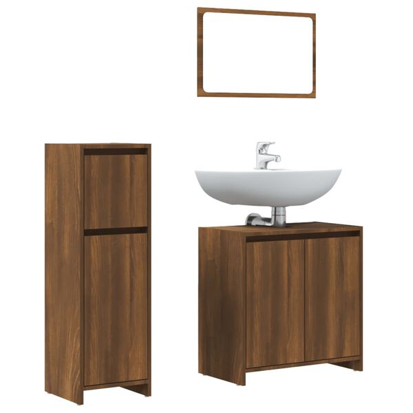 vidaXL Bathroom Furniture Set Brown oak Engineered wood Medium