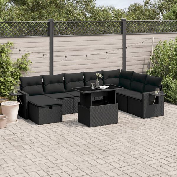vidaXL Garden Sofa Set Black