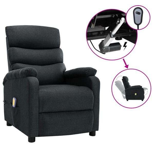vidaXL Massage Recliner Dark Gray Fabric