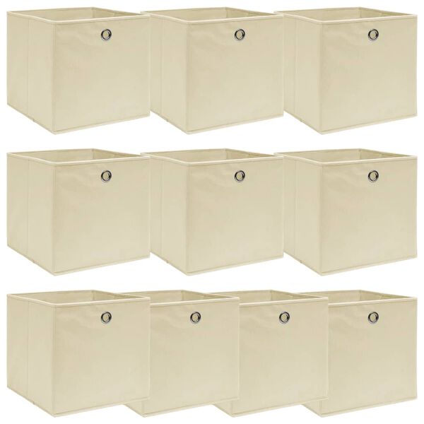 vidaXL Storage Boxes 10 pcs Cream 12.6"x12.6"x12.6" Fabric