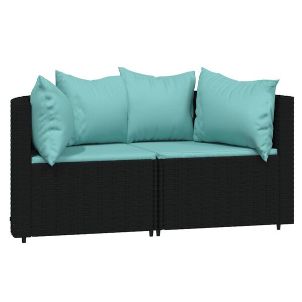 vidaXL Patio Lounge Set Black, Water blue