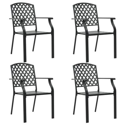 Vidaxl Patio Chairs 4 Pcs Mesh Design Steel Black Com - Black Wire Mesh Outdoor Furniture