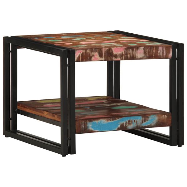 vidaXL Coffee Table Multicolor Solid reclaimed wood, iron 19.7x19.7x15 in