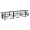 vidaXL Dog Kennel Black Powder-coated Steel Large Durable Modern