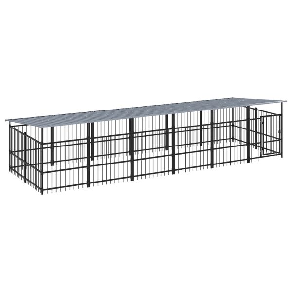 vidaXL Dog Kennel Black Powder-coated Steel Large Durable Modern