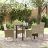 vidaXL Garden Dining Set with Cushion 5 pcs Beige Poly Rattan