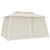 vidaXL Gazebo with Double Roof&Mesh Walls Cream 12.9'x9.6' Steel