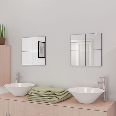 vidaXL Frameless Mirror Tiles Glass 8 pcs 8.1"