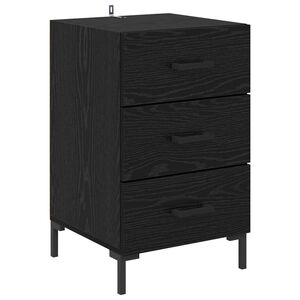 vidaXL Bedside Cabinet with Drawer Black Oak 15.75 x 15.75 x 25.98 in
