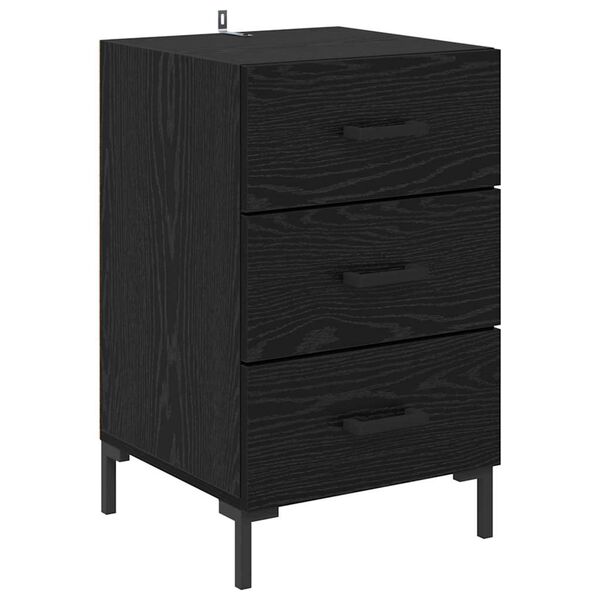 vidaXL Bedside Cabinet with Drawer Black Oak 15.75 x 15.75 x 25.98 in