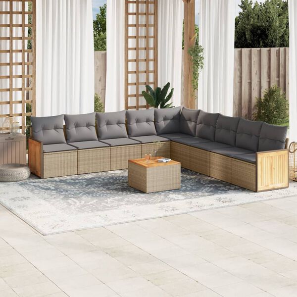 vidaXL Garden Sofa Set Beige, Light Grey
