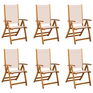 vidaXL Folding Garden Chair Set of 6 Cream Solid Acacia wood, Textilene