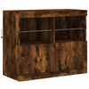 vidaXL Sideboard with LED Lights Smoked Oak 79.5"x14.6"x26.4"