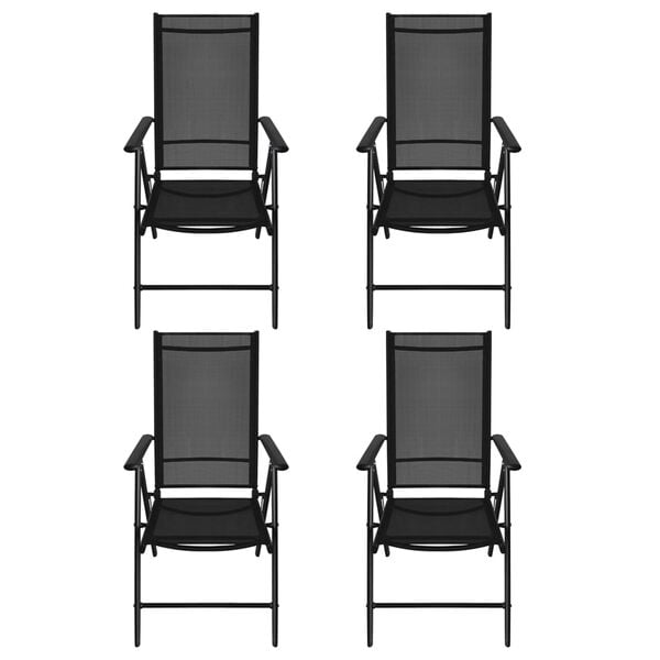 vidaXL Outdoor Dining Set Black Aluminum, WPC, Textilene Medium Foldable