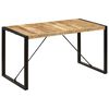 vidaXL Dining Table Brown and black Solid mango wood, powder-coated steel
