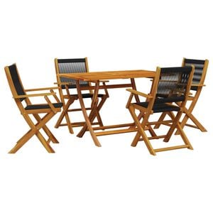 vidaXL Garden Dining Set Black and Natural Wood