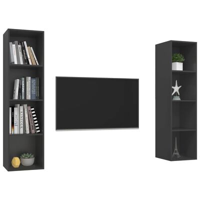 vidaXL Wall-mounted TV Cabinets 2 pcs Gray Chipboard