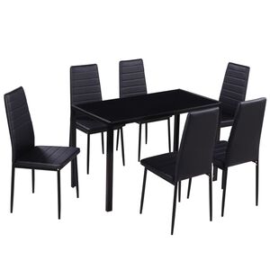 vidaXL Seven Piece Dining Table Set Black
