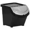 vidaXL Stackable Waste Bins with Lids 3 pcs Black PP 20.6 gal