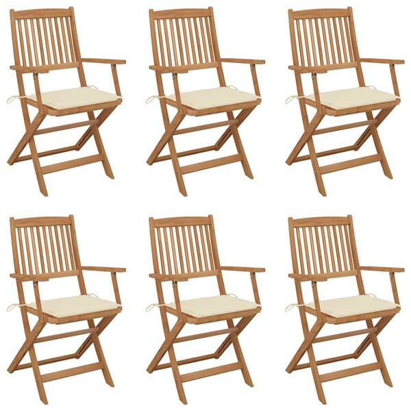 vidaXL Garden Chair Set of 6 Natural Wood Solid acacia wood Standard