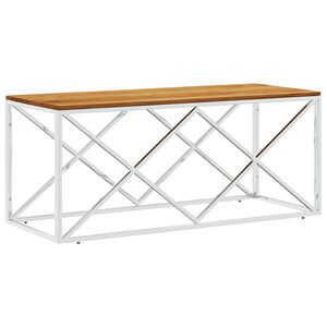 vidaXL Coffee Table Silver and Natural Acacia