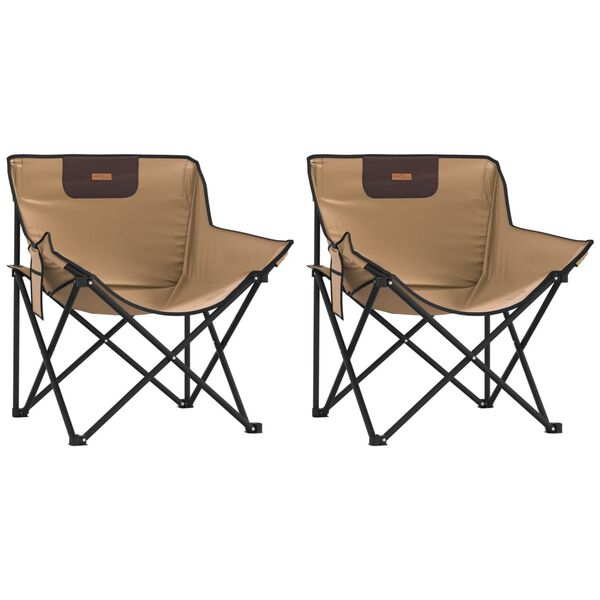 vidaXL Camping Chairs with Pocket Foldable 2 pcs Brown