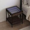 vidaXL Bedside Table Brown Oak Engineered wood, glass, steel Standard