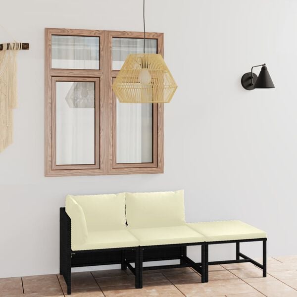 vidaXL Garden Lounge Set Black, Cream White