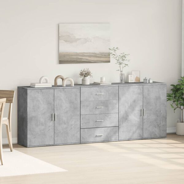vidaXL Sideboard Concrete grey Engineered wood Medium Sideboard