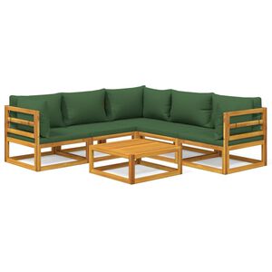 vidaXL Garden Lounge Set Green cushions, Natural wood