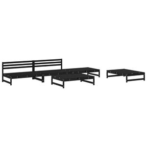 vidaXL Garden Lounge Set Black Solid Pine Wood Large Modular