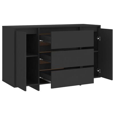 vidaXL Sideboard with 3 Drawers Black 47.2"x16.1"x29.5" Engineered Wood