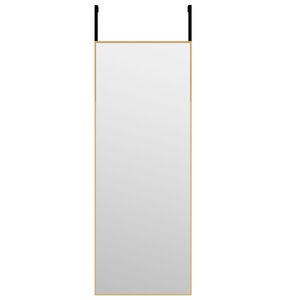 vidaXL Door Mirror Gold Aluminum, Glass Medium Door Mirror Rectangular