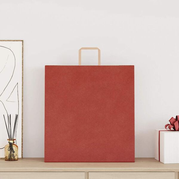 vidaXL Paper Bags 250 pcs with Handles Red 45x17x48 cm