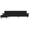 vidaXL L-shaped Sofa Bed Black Velvet Large Adjustable Armrests