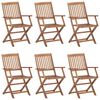 vidaXL Garden Chair Set of 6 Brown Solid Acacia Wood Standard Foldable
