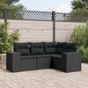 vidaXL Garden Sofa Set Black PE Rattan, Powder-Coated Steel, Polyester