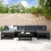 vidaXL Garden Lounge Set Black Solid pine wood and Oxford fabric Large