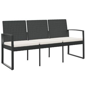 vidaXL 3-seater Garden Bench Black Polypropylene 3-Seater Durable