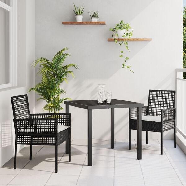 vidaXL Garden Dining Set with Cushion 5 pcs Brown Poly Rattan