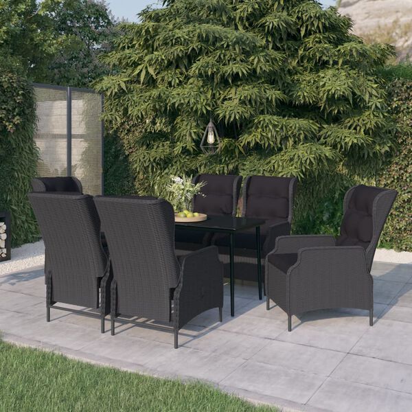 vidaXL Garden Dining Set Dark Grey, Black