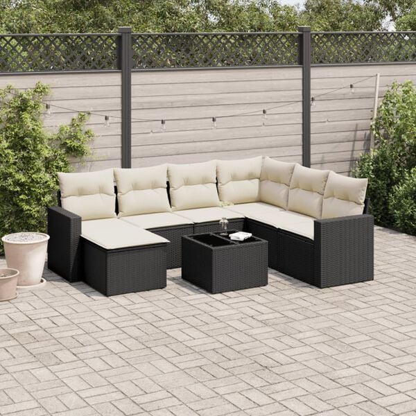 vidaXL Garden Sofa Set Black, Cream White