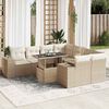 vidaXL Garden Sofa Set Beige PE rattan, powder-coated steel, tempered glass