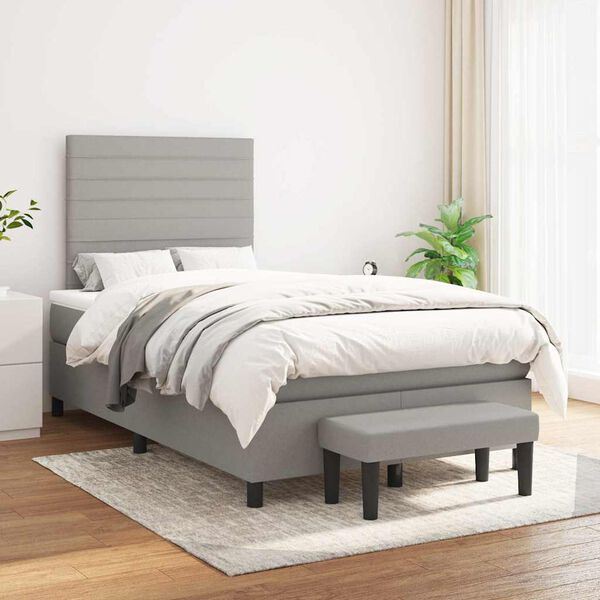 vidaXL Box Spring Bed with Mattress Light Grey