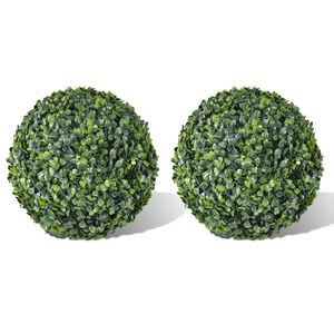 vidaXL Artificial Plant Set of 2 Mixed green PVC 14 in diameter