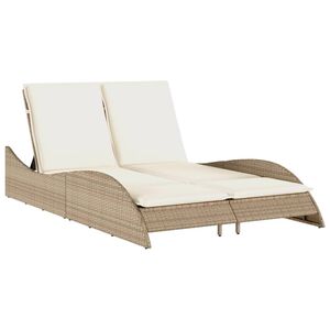 vidaXL Patio Sun Lounger Beige PE rattan Medium Multi-Position Backrest