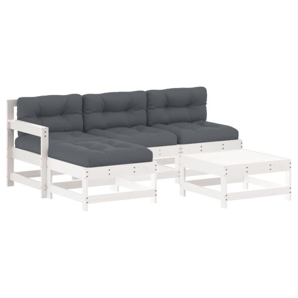 vidaXL Garden Lounge Set White, Anthracite Solid pine wood, Oxford fabric