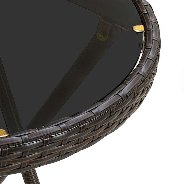 vidaXL Tea Table Brown PE Rattan Medium Foldable Folding Table Round