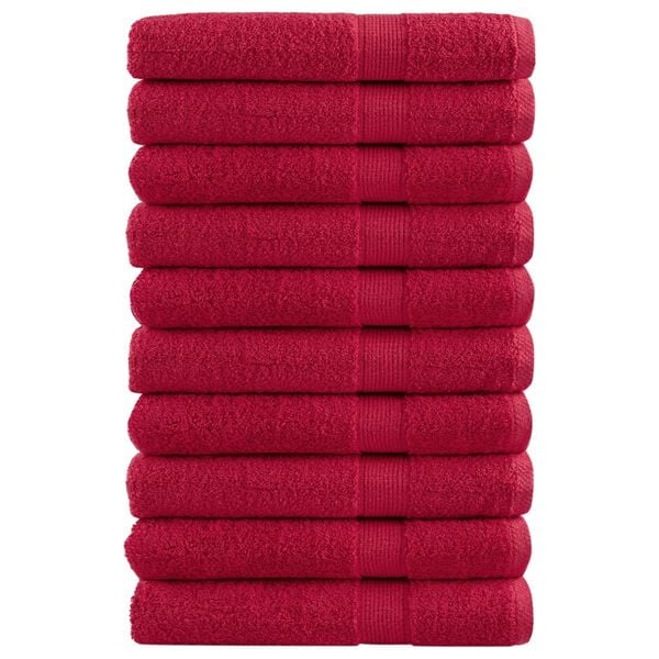 vidaXL Sauna Towel Set of 10 Red 100% Cotton Large Bath Towel