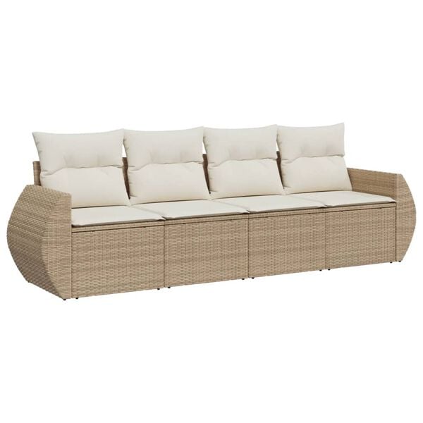 vidaXL Garden Sofa Set Beige, Cream white